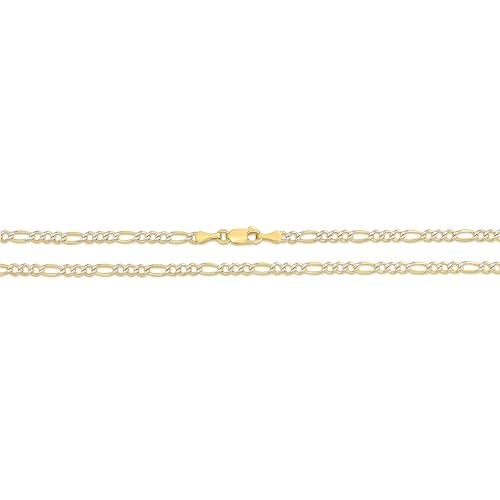 Floreo 10k Yellow Gold and White Gold 2.5mm Solid Two-Tone Figaro Chain Bracelet or Anklet 7 Inch