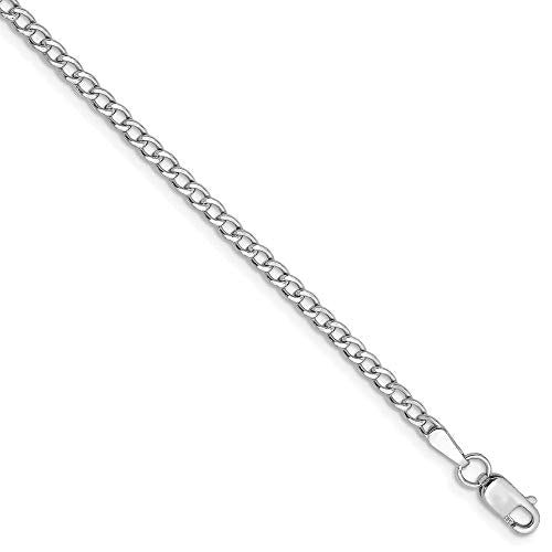 Sonia Jewels 14k White Gold 2.5mm Semi Solid Curb Cuban Link Link Bracelet - with Secure Lobster Lock Clasp 7"