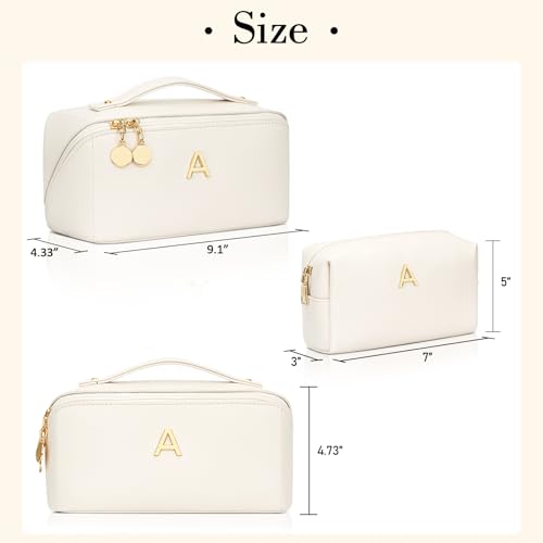 CLOUDWINGS Initial Makeup Bag Personalized Gift for Women Teen Girls