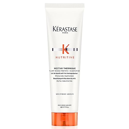 Kerastase Nectar Thermique Heat Protecting Cream - Anti-Frizz, Softness & Shine, Heat Protection, With Niacinamide, For Medium to Thick Dry Hair, 5.1 Fl Oz