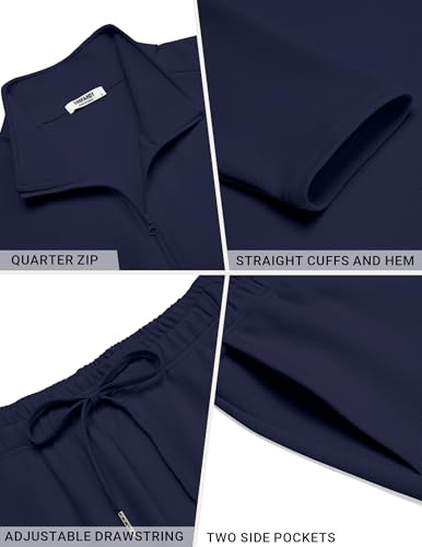 COOFANDY Sweatsuits for Men 2 Piece Quarter Zip Polo Suit Long Sleeve Casual Tracksuit Set