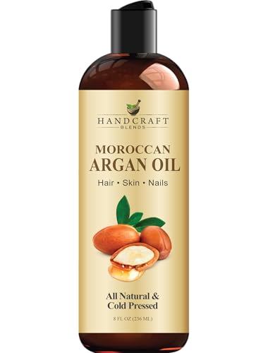 Handcraft Blends Moroccan Argan Oil - 8 Fl Oz - 100% Pure and Natural - Premium Grade Carrier Oil for Skin and Hair - Hair and Body - Massage - Cold-Pressed