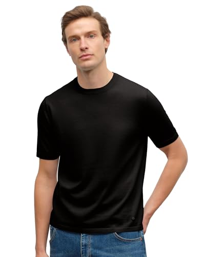 KVSS Men's T-Shirts Pima Supima Cotton & Cashmere Lightweight Breathable Knit T Shirt Short Sleeve Round Neck Luxury T-Shirt