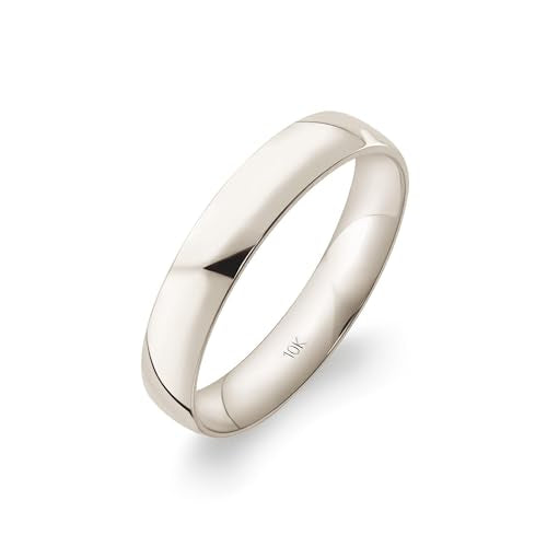 Oxford Ivy Wedding Band Solid 10K White Gold 4mm Comfort Ring, Size 8