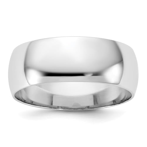 Real 14K White Gold 7mm Plain Classic Dome Men'S Wedding Band Ring Size 11