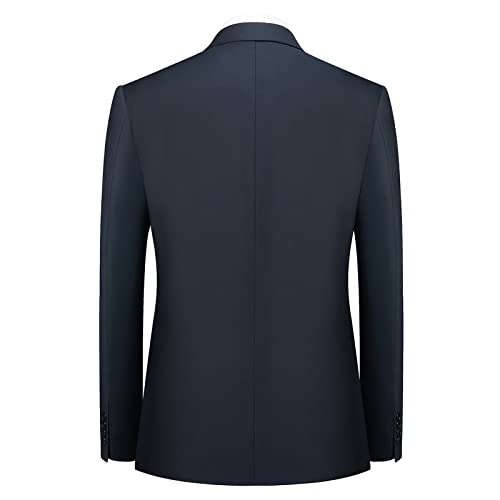 Cooper & Nelson Men's Suit Slim Fit, 3 Piece Suits for Men, One Button Solid Jacket Vest Pants with Tie, Tuxedo Set Dark Navy M