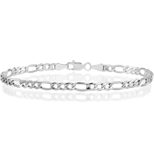 IceCarats 14K White Gold 2.5mm Figaro Chain Link Bracelet, 7 inch