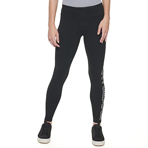 DKNY Jeans Women's Casual Mid Rise Logo Leggings, BLK/WHT, XL