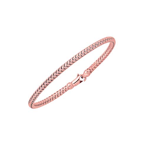 Floreo 14k Rose Gold 3.4mm Slim Weaved Bangle Bracelet, 7.25 Inch
