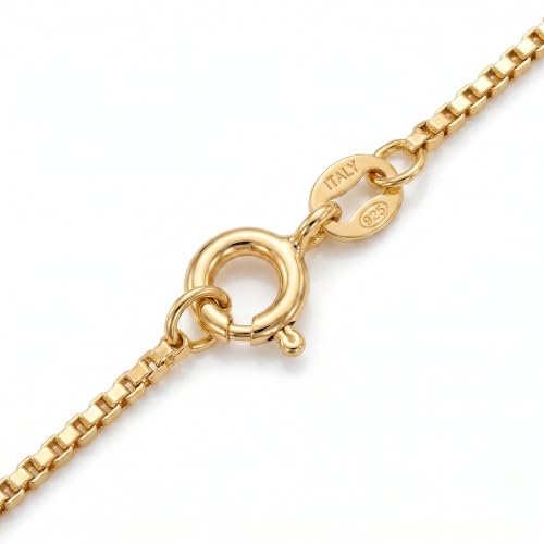Veroni Solid 10K Gold Pearl Pendant Necklace for Women - 4.2 Carat Pearl & Sapphire - Italian Box Chain - Cipher Collection - Handcrafted in USA - Classic Yellow Gold