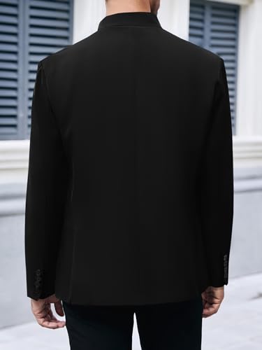 Mens Casual Suit Blazer Jackets Stand Mandarin Collar Lightweight Lined Sport Coats Business Coats (US, Alpha, Large, Regular, Regular, Black)