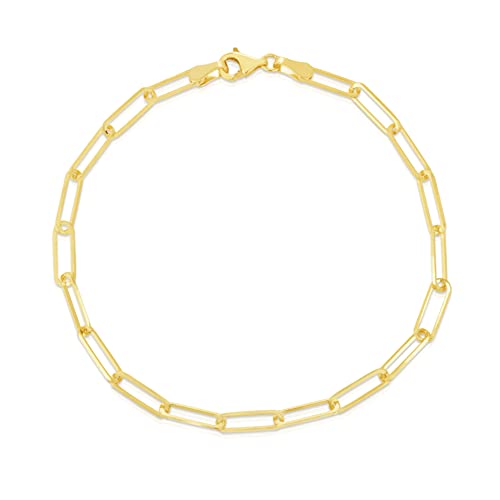Floreo 14k Yellow Gold 3.2mm Lite Paperclip Link Chain Anklet - 10 Inch