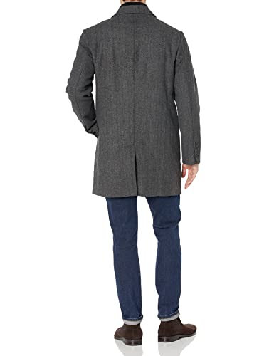 Dockers Men's Henry Wool Blend Top Coat (Regular and Big & Tall Sizes) , Charcoal Herringbone, X-Large