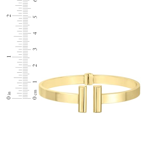 Floreo 14k Yellow Gold 6mm Solid Shiny High Polish Bar Cuff Bangle Bracelet 7 Inch