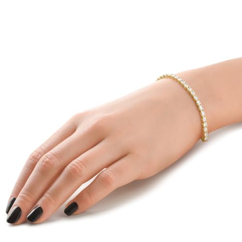 P3 POMPEII3 Pompeii 4.5Ct Oval Cut Diamond Tennis Bracelet 7" 14k Yellow Gold Lab Grown - Size 7 (EF,VS)