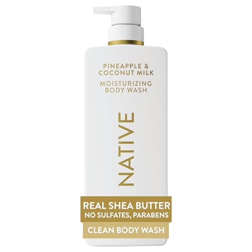 Native Moisturizing Body Wash, Clean & Gentle 24-Hour Hydration with Shea Butter, for Sensitive & Dry Skin, for Women & Men, Sulfate-free, Paraben-free, Pineapple & Coconut Milk, 22 fl oz