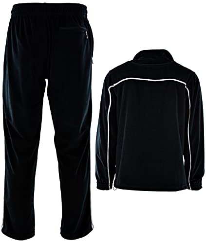 ChoiceApparel Mens Velour Tracksuit with Zippered Pockets (204-Black, 2X-Large)