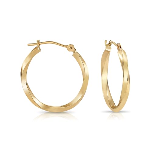 10K Yellow Gold Classic Twisted Round Hoop Earrings (20MM (0.8 INCH))