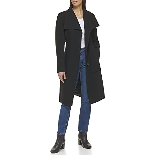 Cole Haan Women's Belted Coat Wool with Cuff Details, Black, 4