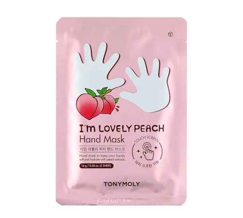 TONYMOLY Lovely Peach Hand Mask for Hydrating Dry, Rough Hands, 5 Pack