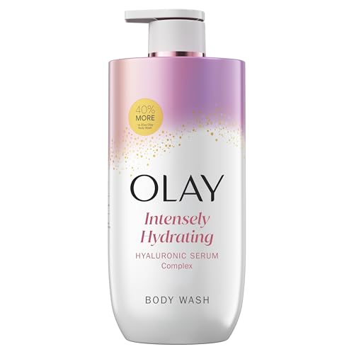 Olay Body Wash for Women, Intensely Hydrating, Hyaluronic Acid Serum Complex, Renews Moisture, Free of Parabens & Phthalates, Vitamin B3 Lameller Technology, For All Skin Types, 28 fl oz