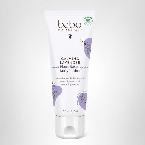 Babo Botanicals Calming Lavender Body Lotion - Relaxing Chamomile & Lavender - Vegan- For all ages- Scented with Lavender fragrance
