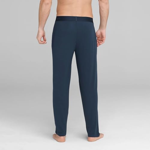 Tommy John Men's Second Skin Pajama Pants, Comfortable Soft with Pockets Sleepwear, Lounge, Yoga, Sweatpants for Men, Elastic Band Pajama Bottoms (Dress Blue, XXL)
