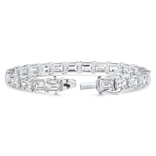 P3 POMPEII3 Pompeii 16Ct Emerald Cut Diamond East West Tennis Bracelet 14k Gold Lab Grown 7" (F/G,VS1-VS2)