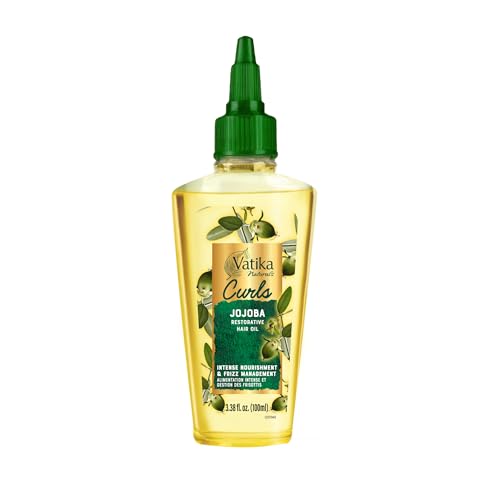 Vatika Naturals Curls Jojoba Restorative Hair Oil | 100 ml | Hair Oil for Curls| Prevent Split Ends | Promotes Hair Growth & Conditions Hair, Prevents Dandruff | Soyabean Oil, Jojoba Seed Oil