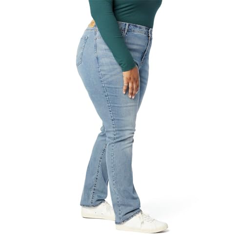 Signature by Levi Strauss & Co. Gold Women's Curvy Totally Shaping Straight Jeans, Blue Ice (New), 18 Medium