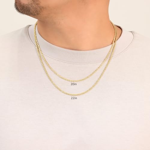 Nuragold 18K Real Yellow Gold Solid Rope Chain Diamond Cut Italian Necklace - 16",2mm