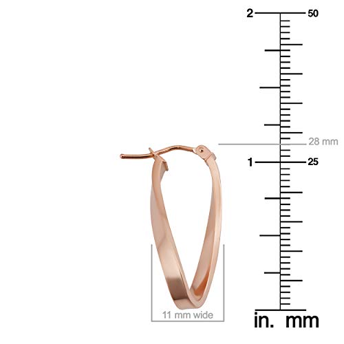 10k Gold Hoop Earrings - Twist Oval and Polished Hoops for Women, 1 Inch