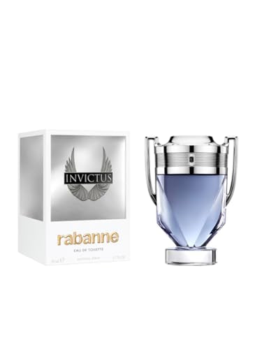 Rabanne Invictus Eau de Toilette - Long Lasting Woody Aquatic Cologne for Men with Marine, Grapefruit & Guaiac Wood - Trophy Bottle French Fragrance Spray from Paris, 1.7 oz