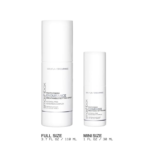 Smashbox Photo Finish Endurance Breathable Setting Spray | Lightweight, Long-Lasting, Hydrating Setting Spray | Locks in Makeup + Breathable Barrier That Strengthens Skin, 1 Fl Oz, Travel Size
