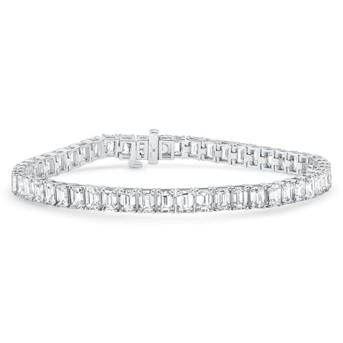 P3 POMPEII3 Pompeii 15Ct Emerald Cut Diamond Tennis Bracelet 7" 14k White Gold - Size Medium