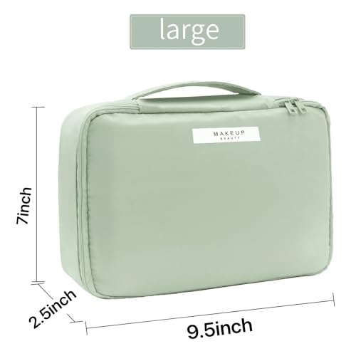 Queboom Travel Makeup Bag Cosmetic Bag Toiletry Bag for Women & Men, Green