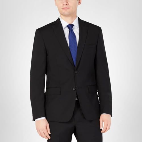 DKNY Men's Modern Fit High Performance Suit Separates, Black Solid, 42R