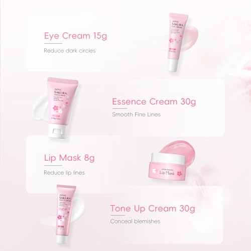 LAIKOU Sakura Skincare Set for Teen Girls, Complete Face Care Kit 34pcs