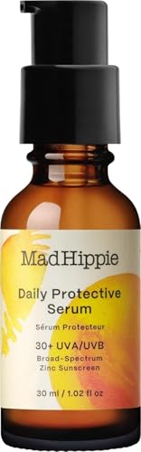 Mad Hippie Daily Protective SPF 30+ Serum, Vitamin C & Hyaluronic Acid, Zinc Oxide Sunscreen, Reef-Safe, 1.02 Oz
