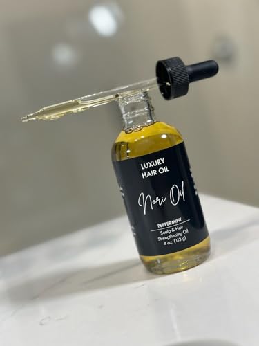 Nori Oil with 8 essential oils- cococut, olive, jamaican castro, jojoba, grapeseed, argan, almond, and peppermint to promote healty hair and scalp, 4 oz