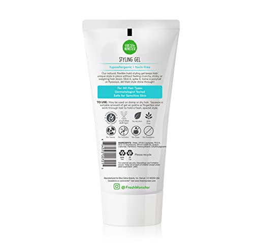 Fresh Monster Kids Hair Styling Gel, Medium Hold, Alcohol-Free, 6 oz
