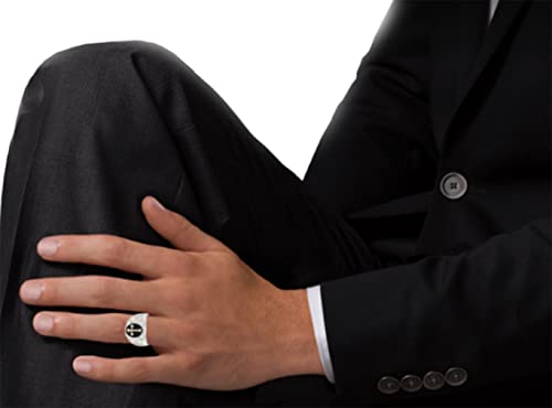 Men's Cross Ring, Sterling Silver, 10k Yellow Gold, 12k Green and Rose Gold Black Hills Gold Motif, Size 13