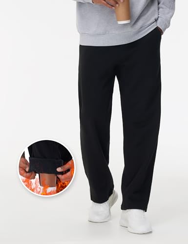 THE GYM PEOPLE Men's Baggy Fleece Workout Sweatpants with Pockets Drawstring Lounge Athletic Running Pants Black