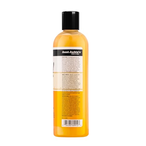 Aunt Jackie's Curls and Coils Oh So Clean Deep Moisturizing and Softening Hair Shampoo for Natural Curls, Coils and Waves, Enriched shea Butter, 12 oz