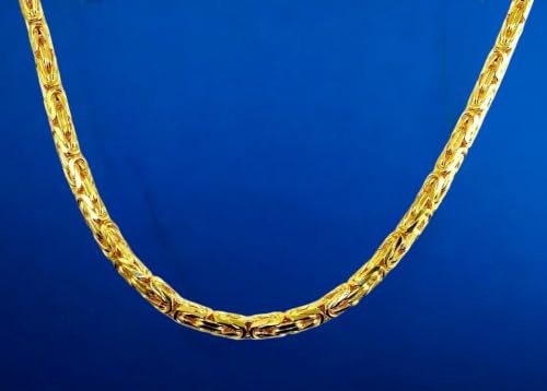 14K Yellow Gold Byzantine Square Box Necklace Bracelet Chain Men Women Jewelry 11.5g | 2.5mm | 24 Inches | MADE IN ITALY