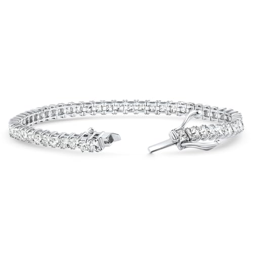 P3 POMPEII3 Pompeii 9.20Ct Princess Cut Diamond 7" Tennis Bracelet 14k Gold Lab Grown (E/F,VS)