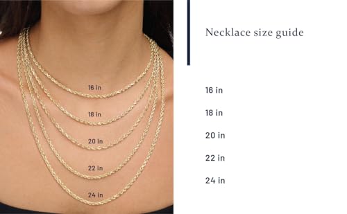 Abbie+Cleo 10K Real Gold Rope Chain Necklace for Men and Women - Cadena de Oro para Hombres y Mujeres - (10k - 5mm - 22 Inch)