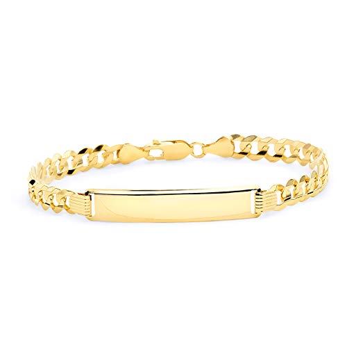 14k REAL Yellow Gold Men's Cuban ID Bracelet - 8.5"