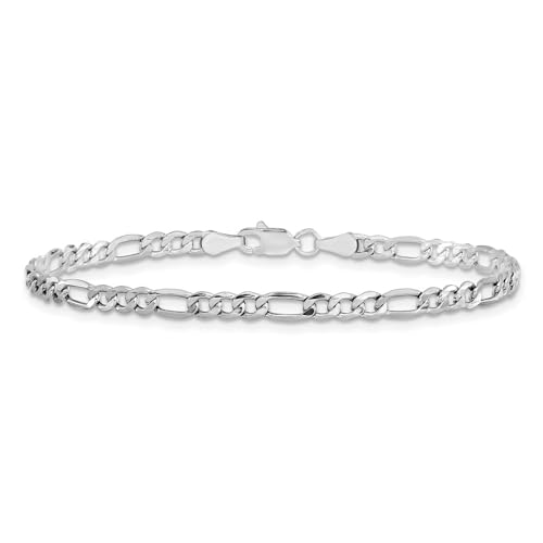 IceCarats 14K White Gold Flat 3mm Figaro Chain Link Bracelet Anklet