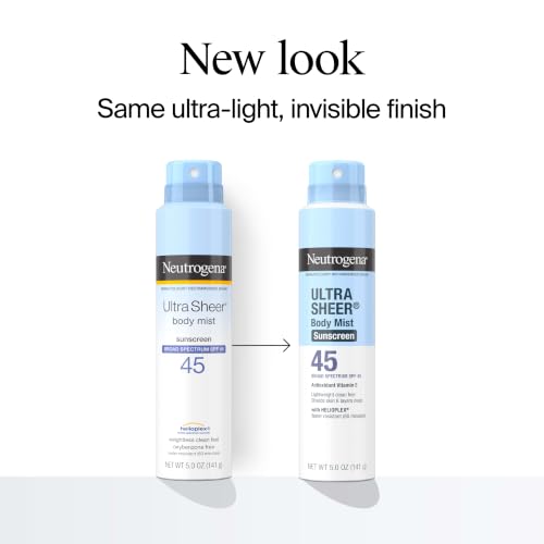Neutrogena Ultra Sheer Sunscreen Spray SPF 45 Body Mist, 3 x 5 oz